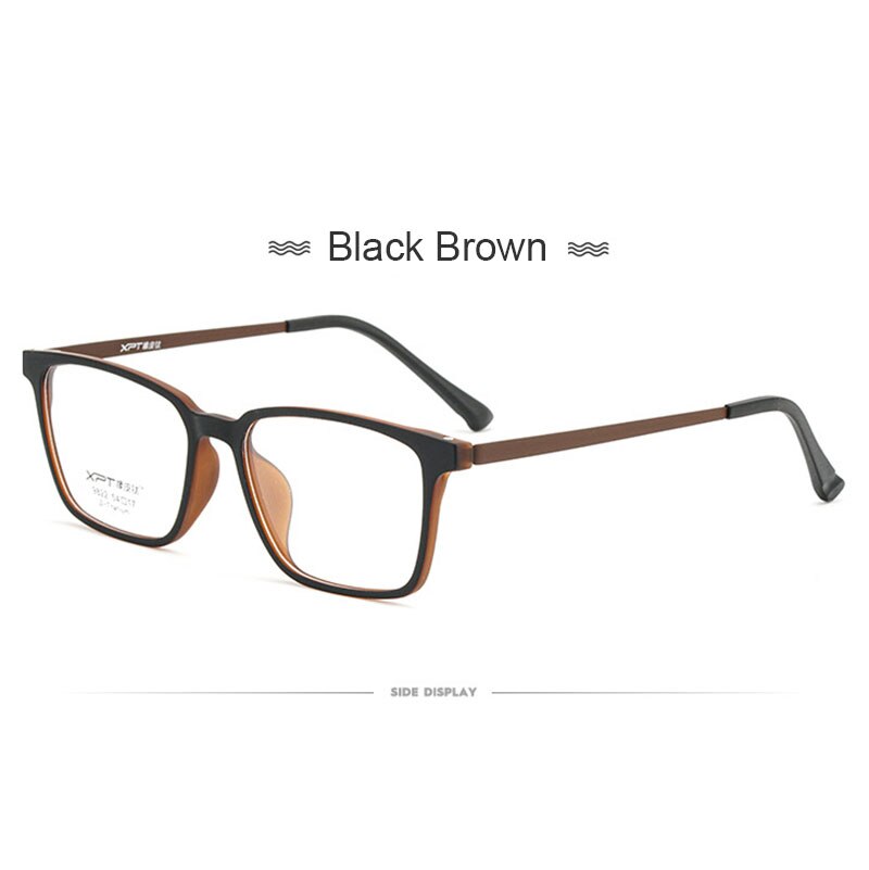 UVLAIK Ultralight TR90 Glasses Frame Men Pure Titanium Myopia Glasses Male Comfortable Square Large Frame Optical Eygglass Lense: Black Brown
