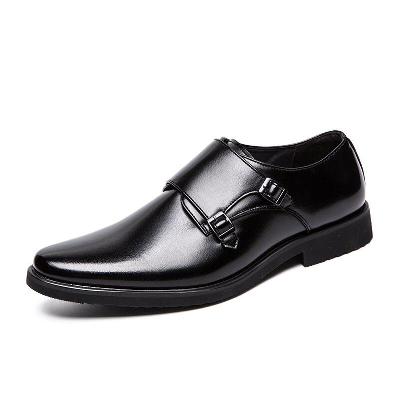 Zapatos de cuero con correa de monje para Hombre, mocasines informales sin cordones, calzado Formal de negocios: A2 / 9
