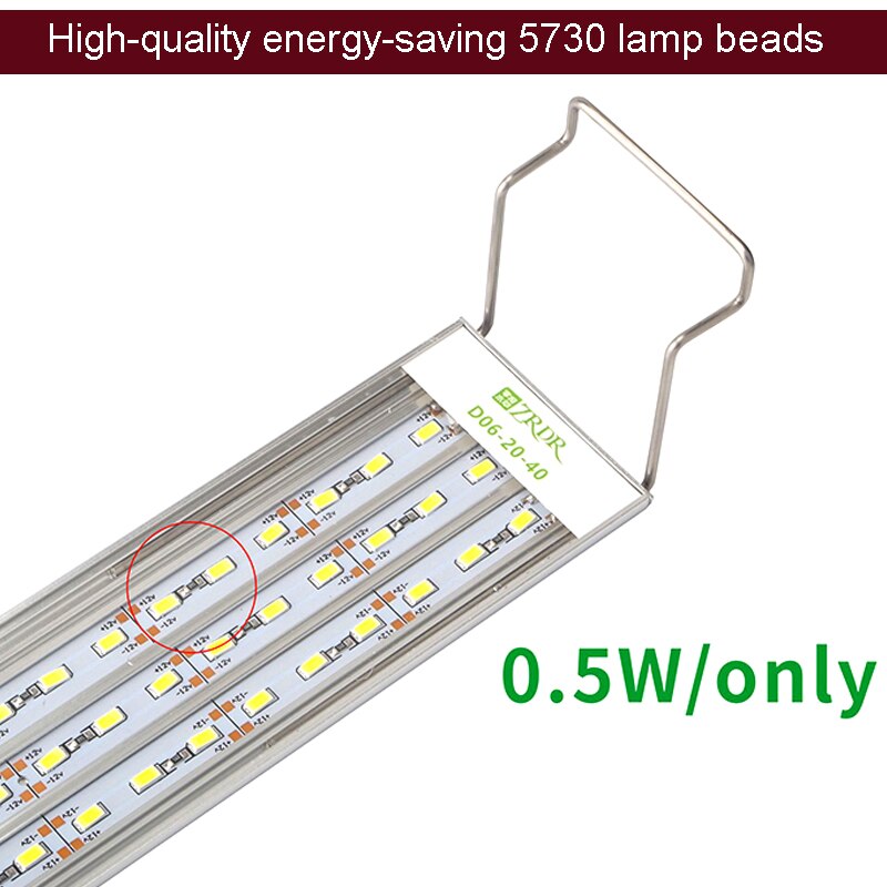 Aquarium Led Licht, Hoge Aluminium Legering Materiaal 20-75Cm, hoge Lichtdoorlatendheid Aquatische Plantengroei Led Beugel Licht