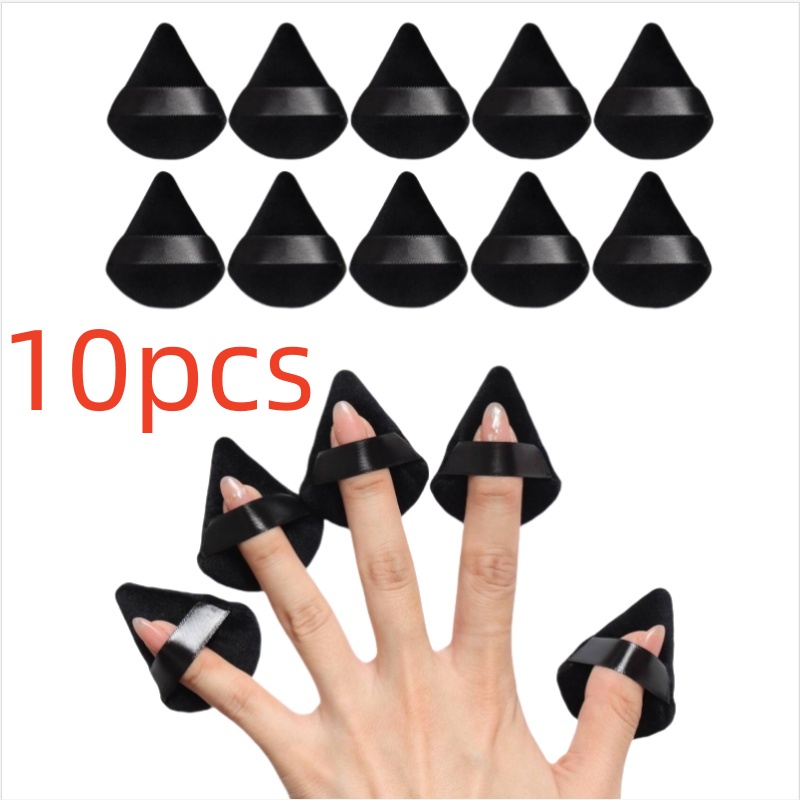 Mini esponja triangular de terciopelo para polvo, aplicador corrector facial, esponja cosmética para dedos, herramientas de maquillaje de belleza, 10-30 Uds.: Blanco