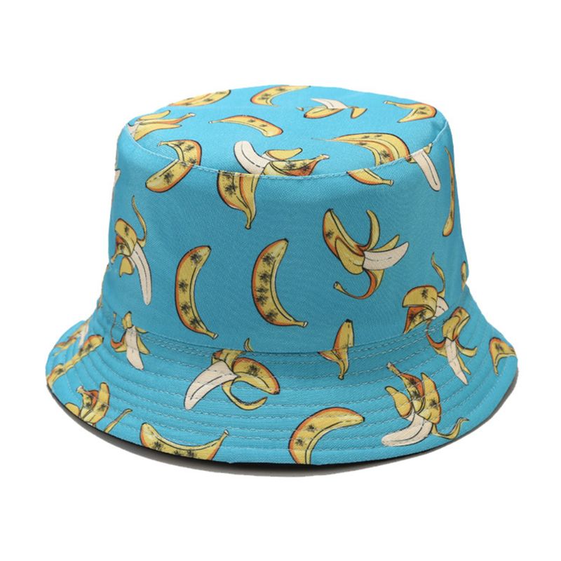Unisexe été deux côtés porter réversible seau chapeau bohème ananas pastèque Fruits impression pliable pêcheur casquette: 8