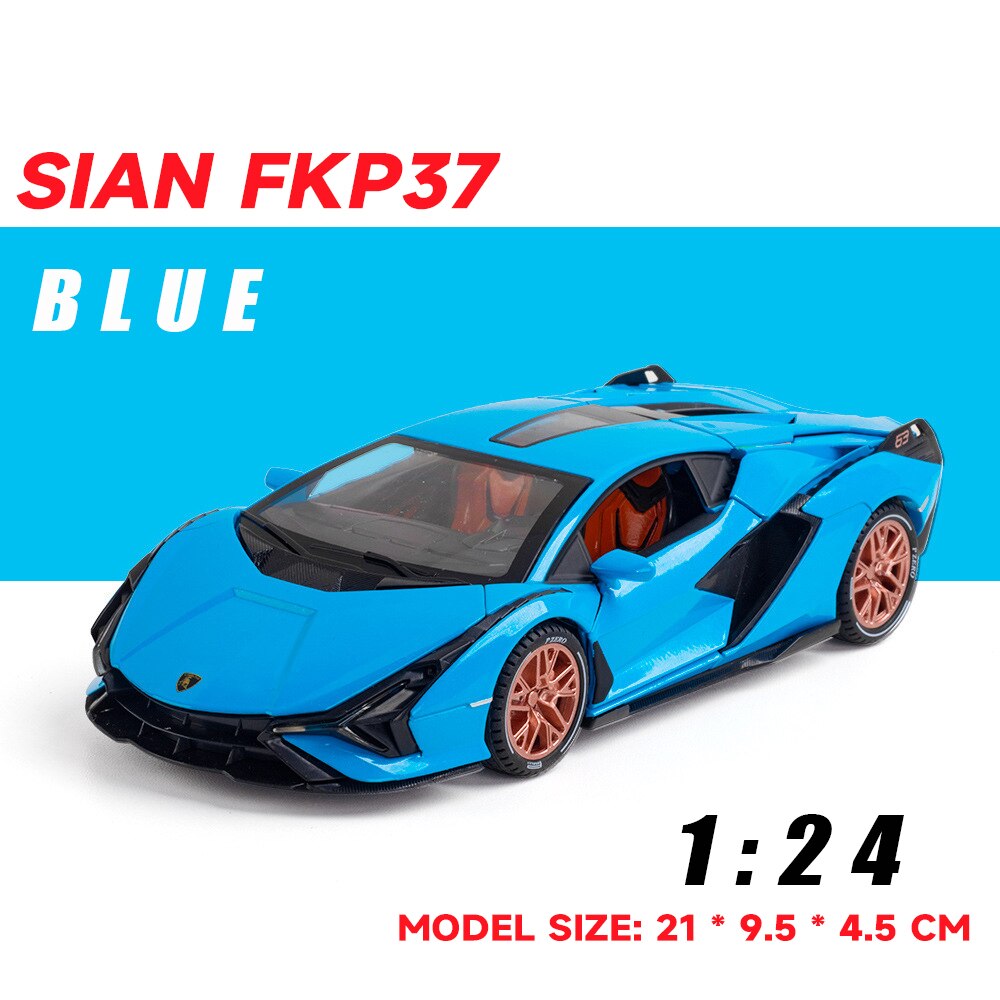 Miniatura Diecast 1:24 modello di auto in lega siano FKP37 Supercar collezione di veicoli in metallo per regalo per bambini giocattolo di compleanno bambini ragazzi: 1 24 SIAN Blue