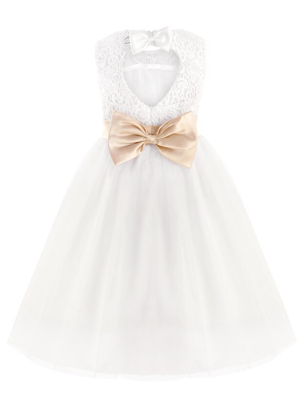 Girls Tulle Lace Glitter Dress With Belt – Vintage Style Knee-Length Dress For Weddings, Parties, Pageants - View #8