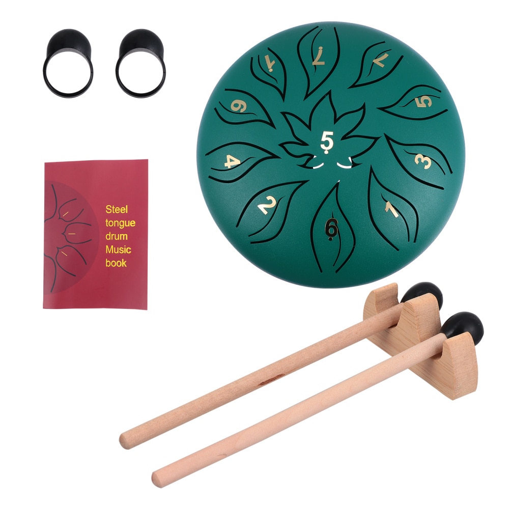 1 Set Percussion Musical Instrument 11 Tune Tongue Drum with Finger Cots
