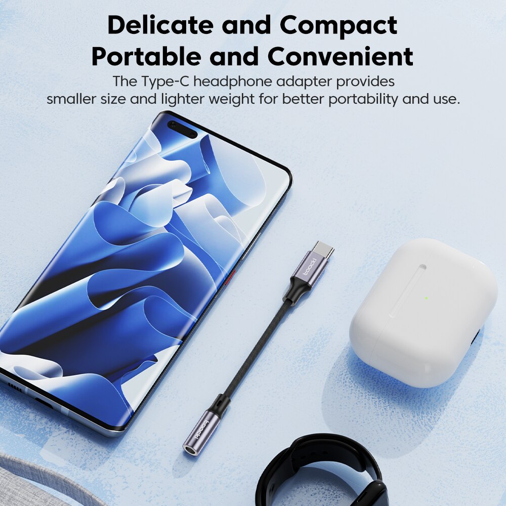 Toocki Adapter słuchawek USB typu C 3,5 Jack USB C do słuchawek 3,5 mm Kabel audio AUX do Huawei P30 Xiaomi Mi 10 9 Es