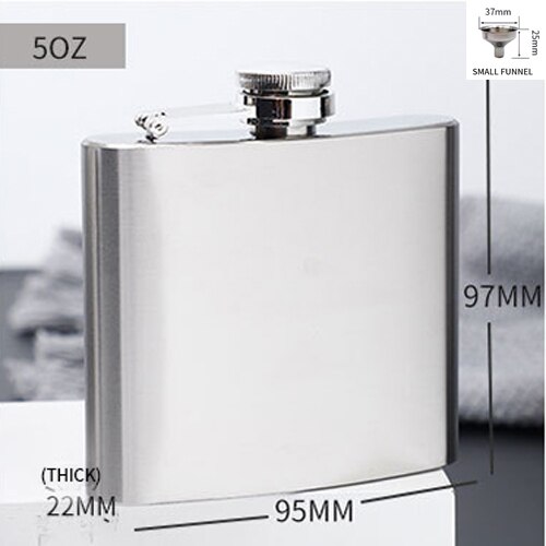 Pocket Draagbare Roestvrijstalen Heupfles Met Trechter Mini Heupfles Alcohol Whiskey Heupfles Met Schroefdop 4 5 6 7 8 9 10 Oz: 5oz 150ml