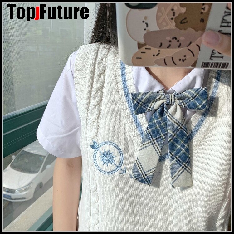 Japanse jk-uniform gebreid vest trui schooluniform geborduurd vest met een pijl door het hart
