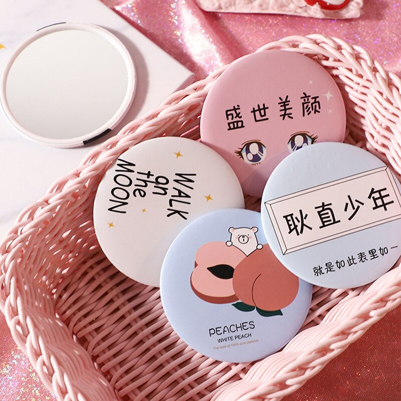 Portable Makeup Mirror Hand Mirror Mini Round Pocket Mirror Makeup Vanity Mirror Cosmetic Tool Travel Accessories