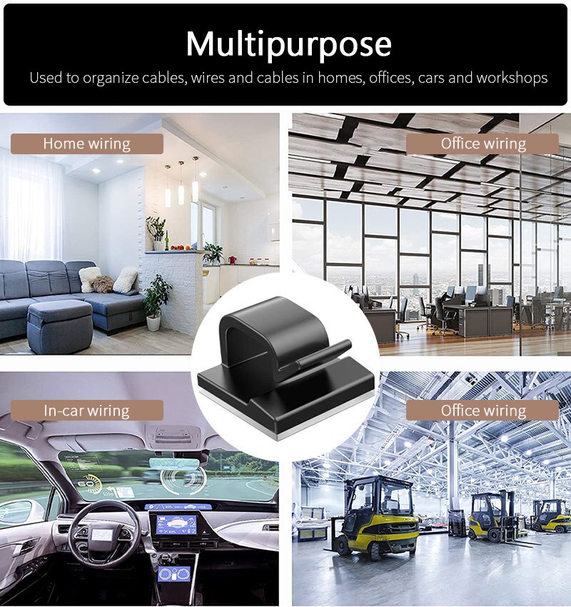 10Pcs Zelfklevende Wire Tie Cable Clamp Cable Organizer Clips Houder Voor Auto Dash Camera Gps Hoofdtelefoon Tafel bureau Opslag Tidy
