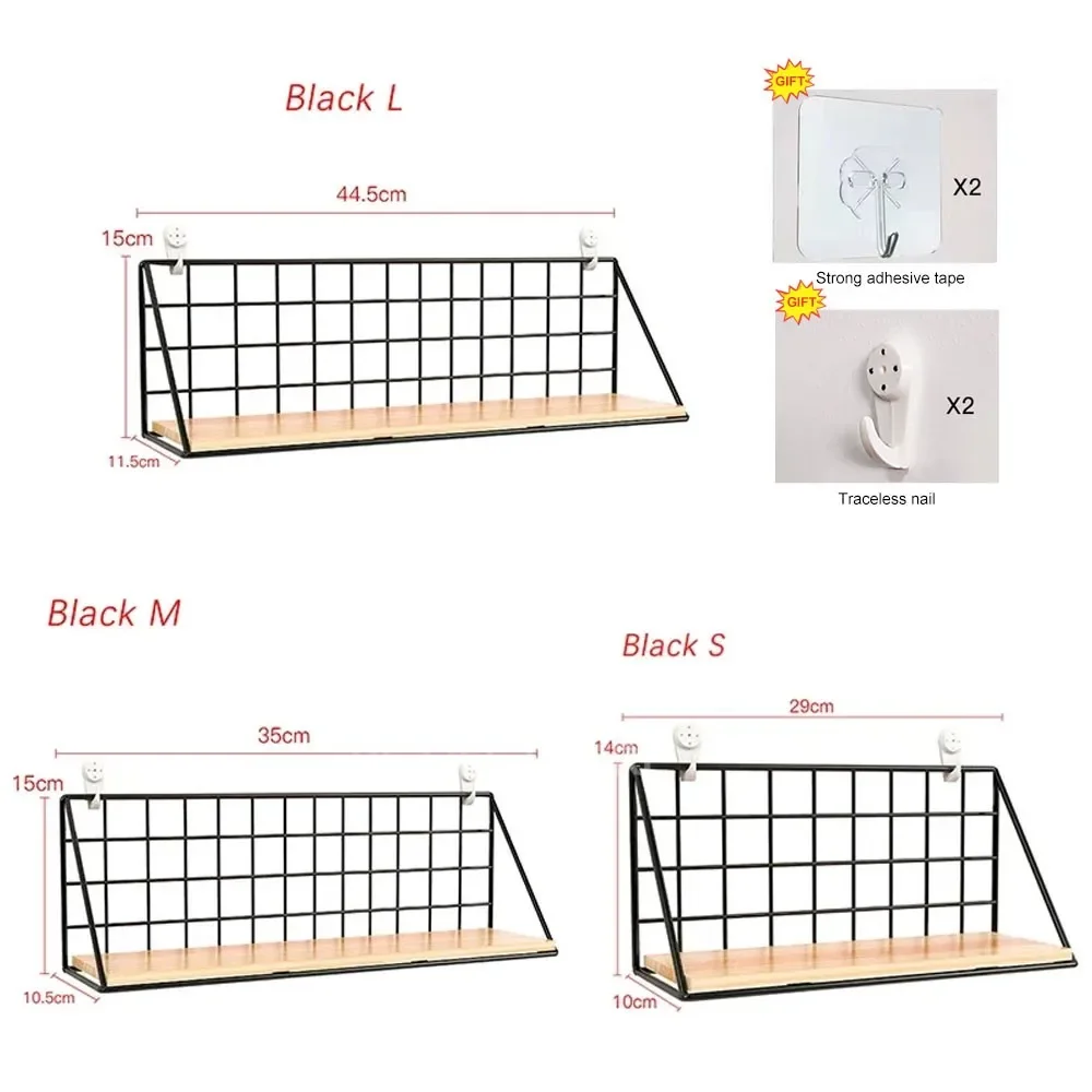 Wandregale ohne Bohren, Holz-Hängeregal für Wohnzimmer, Schlafzimmer, Aufbewahrungskorb, Wanddekoration, Gestell-Organizer