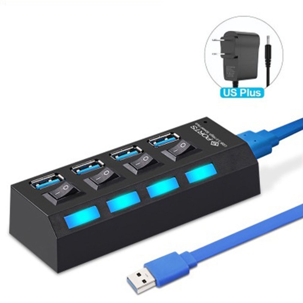 USB Hub 3.0 USB Splitter Multi USB 3 2.0 Hub Multiple 7 Port Hab Splitters Use Power Adapter Computer Accessories Hub For PC: 4 port US power