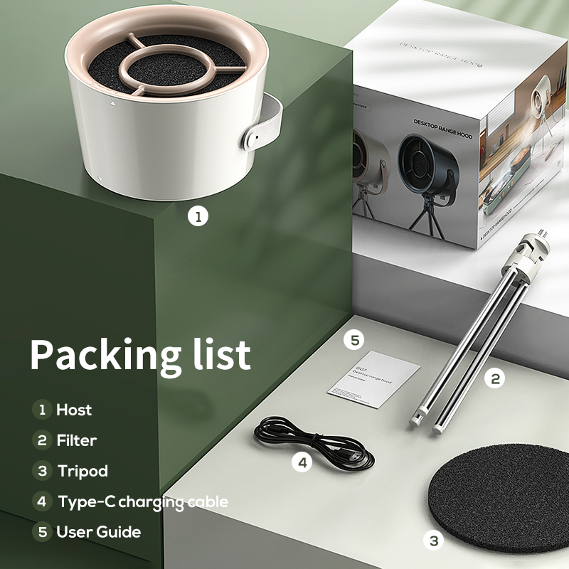 Utendørs grill kjøkkenvifte skrivebord mini bærbar avtrekksvifte husholdning kjøkkenvifte luftrensing: Default Title