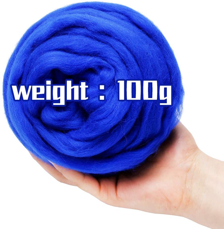 KAOBUY -Dark Blue 3.53oz Wool Roving Yarn, Wool, Spinning Wool Roving For Needle Felting Wet Felting DIY