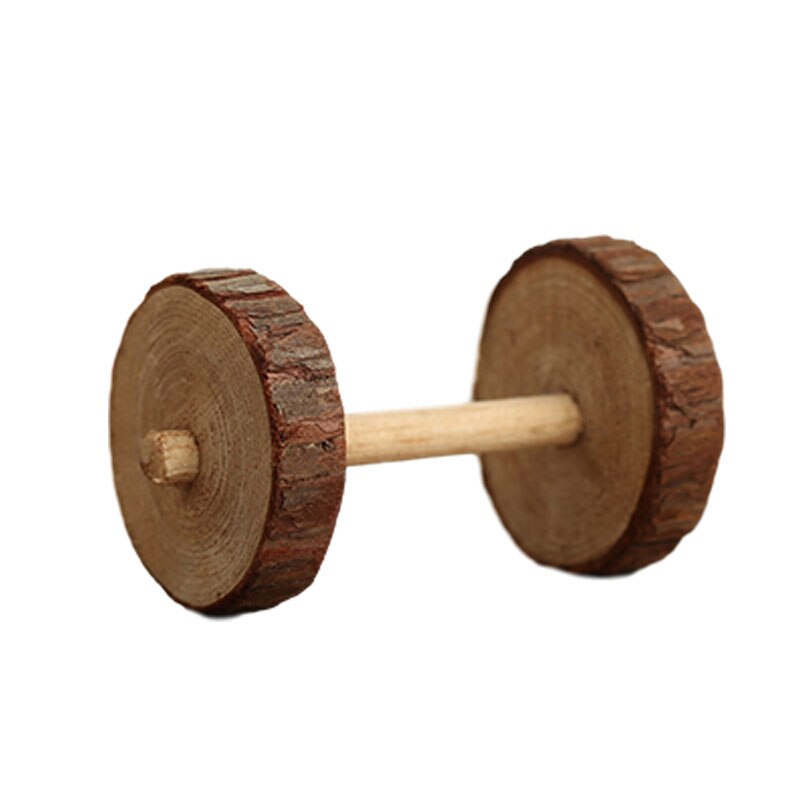 1PC Pet Toys Wooden Small Pets Play Toys Hamster Chew Toys Wooden Molar Toys for Chinchilla Bird Rabbits Pet Accessories: Barbell