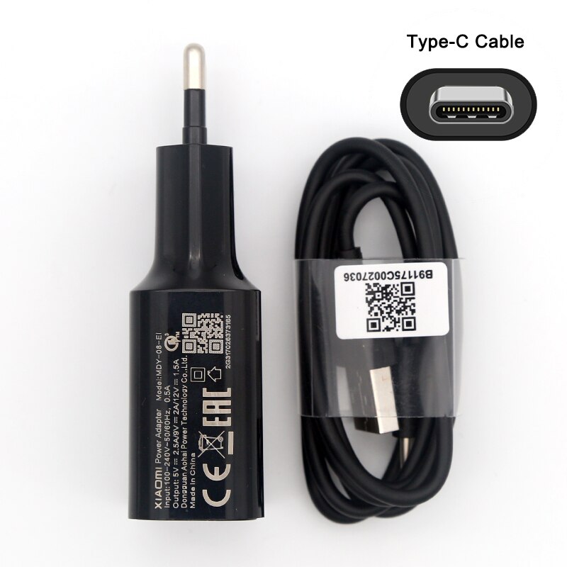 Xiaomi 18W caricabatterie rapido QC 3.0 caricatore USB tipo-c per Xiaomi Redmi note 7 8 Pro 9 S Redmi 7 8 8A 6A Mi 8 Lite Mi 9 SE 9t Max 3 A3: Black Charger Cable