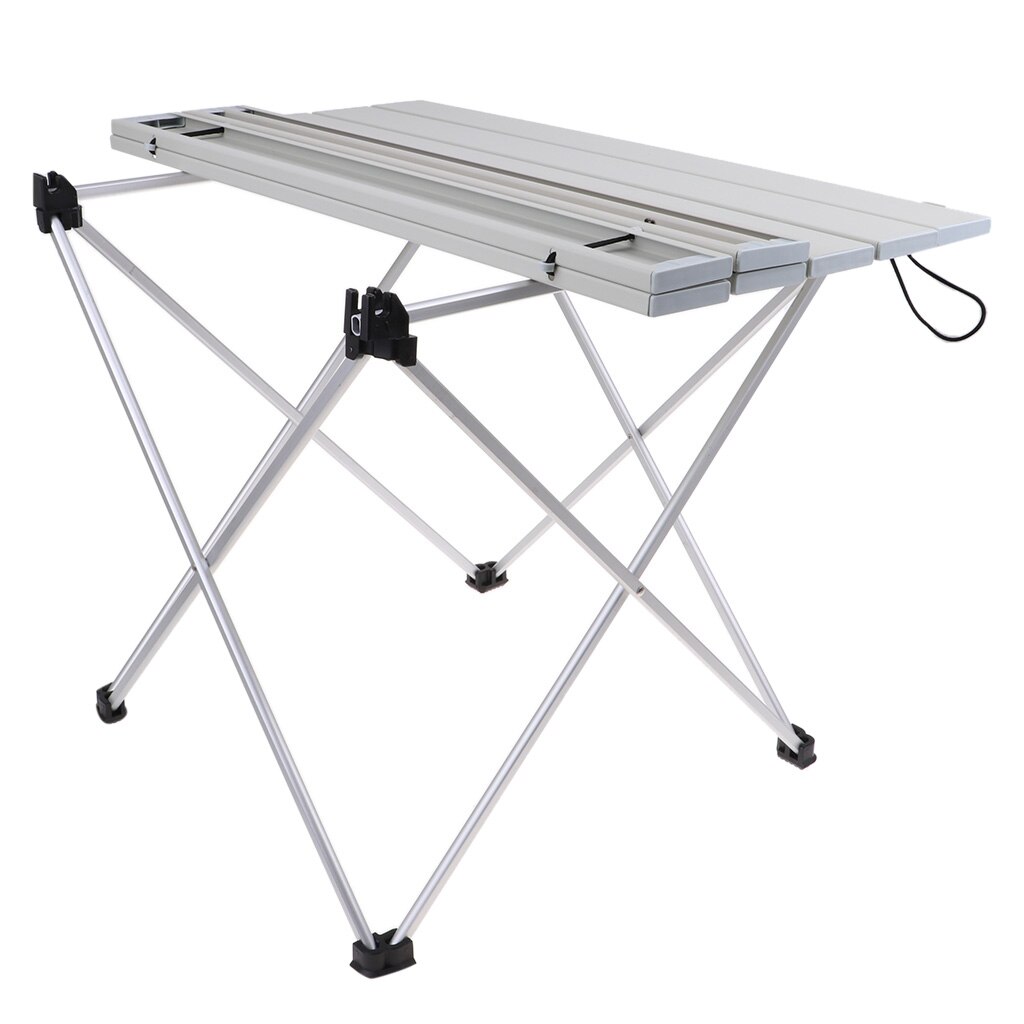 Udendørs aluminium sammenklappeligt picnic campingbord med praktisk taske: Grå 56.5 x 40.5 x 41cm