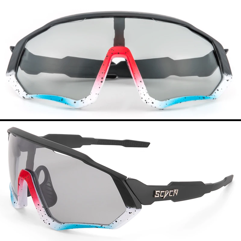 Scvcn Photochromic Glasses Cycling Sunglasses UV400 Women Sports Running Eyewear for Men Cycl Road Mountain Bike Bicycle Goggles: PURPLE