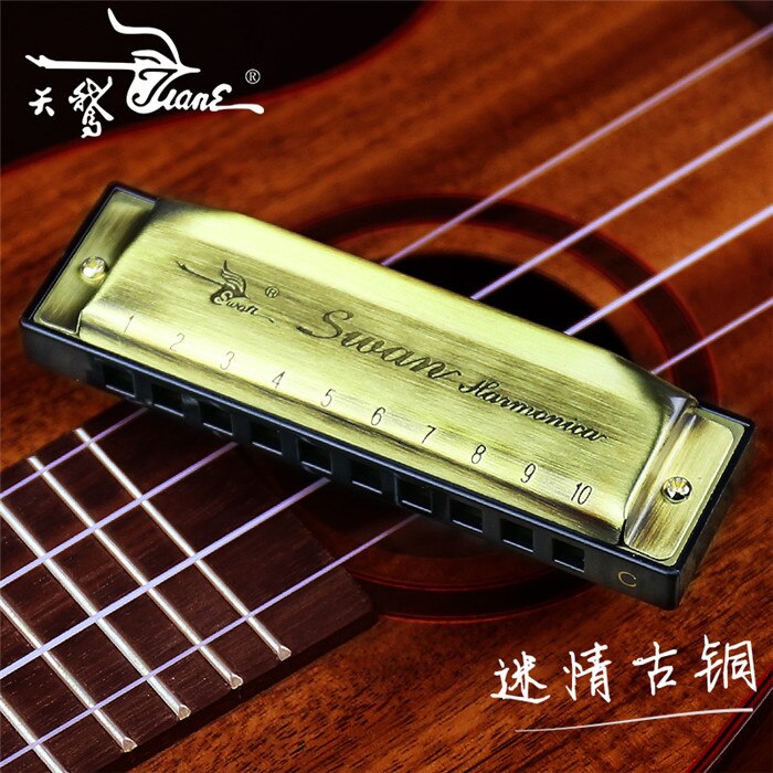 Harmonica 10 Gaten 20 Tones Blues Jazz Rock Folk Chromatische Harmoni Muziek Muziekinstrument Diatonische Mond Harp Zwaan 6 Kleuren: Brass