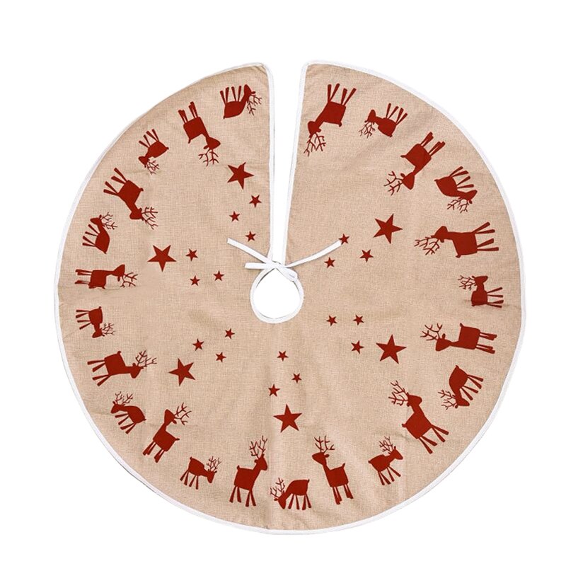 Noël cerf chariot arbre jupe arbre tapis noël tablier rouge toile de jute jambe arbre Base jupe décor wapiti rond tapis 100cm: B1