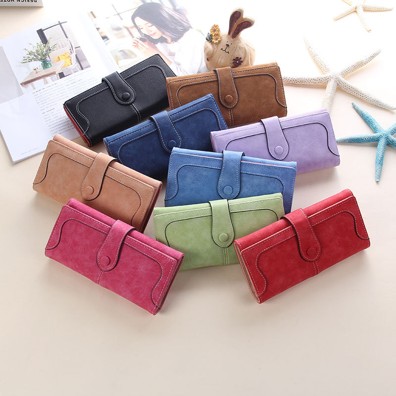 Many Departments Faux Suede Long Wallet Women Matte Leather Lady Purse Female Wallets Card Holder Clutch Carteras