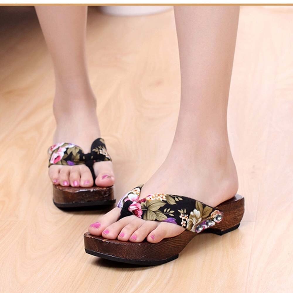 CHAMSGEND Shoes Woman Summer Platform Shoes Wood Women Sandals Clog Wooden Slippers Flip Flops zapatos de mujer