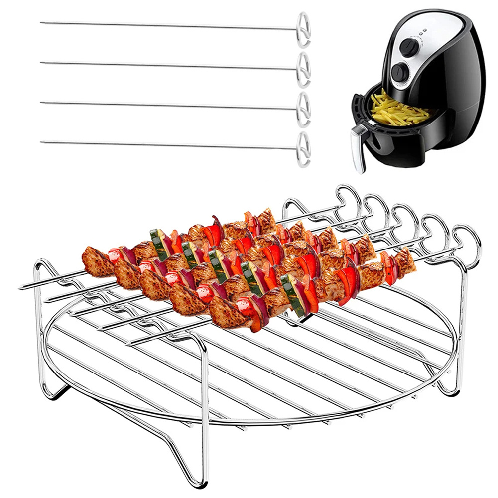 Luchtfriteuse Roestvrijstalen rek Lade en stomende rekken Luchtfriteuse Gereedschap Bakpan BBQ Gril Bakken Fornuis Accessoires Kookgerei