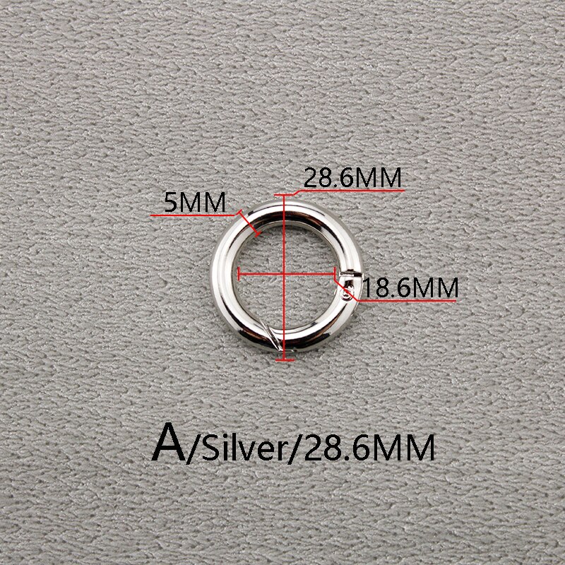 BAMADER Circle metalowy haczyk na sprężynie O Ring otwierany klucz pierścieniowa klamra wysokiej jakości akcesoria sprzętowe złoty srebrny pistolet klamra: A Silver28.6MM