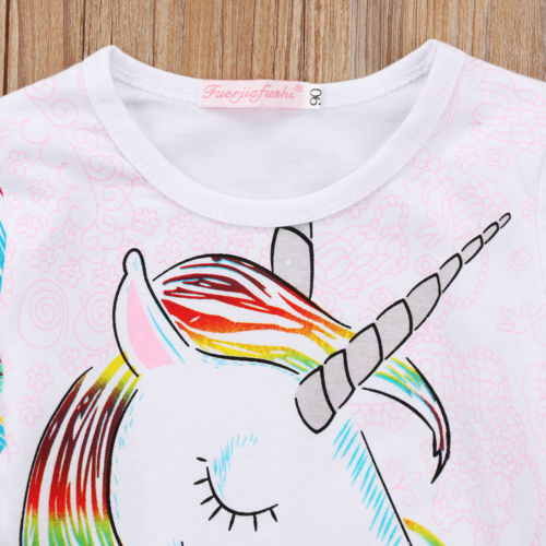 Lovely Toddler lucky child Baby Girls Unicorn Boys Cartoon Unicorn Long Sleeve Tops Kids Casual T-shirt Clothes