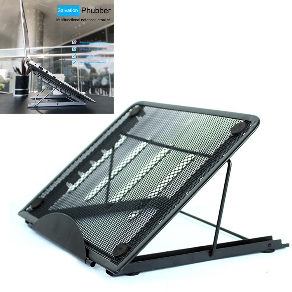 Draagbare Vouwen Cooling Mesh Beugel Desktop Kantoor Tablet Pad Lezen Stand Laptop Stand Non Slip Houder Mount Ondersteuning: black