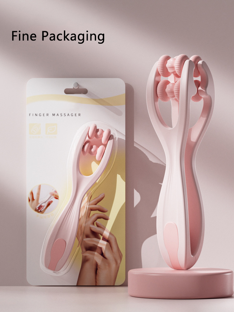 Masajeador de dedos con de rodillo de doble fila, fácil de usar, alivia la fatiga de los dedos, promueve la circulación sanguínea, masajeador de dedos con rodillo portátil