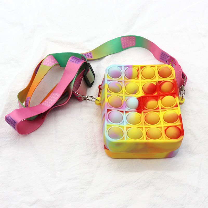 Popo fidget toy popper sensory popet silikon push bubble schreibwaren aufbewahrungsbeutel popite poppit dekompressions-münzbeutel: Leuchtendes gelb