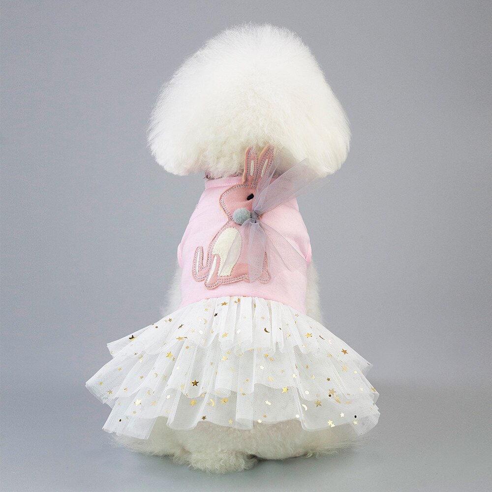A18 Sweety Haustier Gittergewebe Felsen Kleider Frühling Sommer Kaninchen Sterne Prinzessin Kleid Blingbling Cupcake Hochzeit Kleid Für Kleine Welpen Hund: Rosa / XL