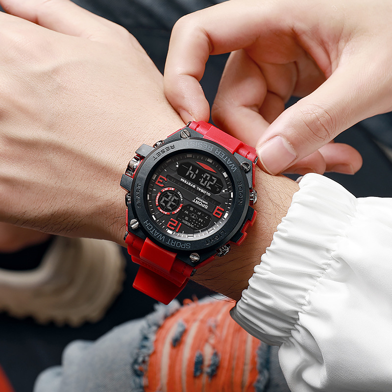 Reloj despertador Digital deportivo para hombre, Esfera Grande luminosa, resistente al agua, cronógrafo electrónico multifuncional, reloj multifuncional