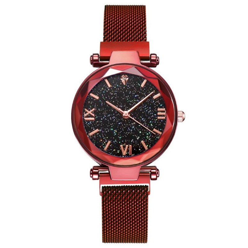Luxe Vrouwen Armband Horloges Magnetische Gesp Mesh Band Romeinse Display Star Sky Dames Student Jurk Quartz Horloge