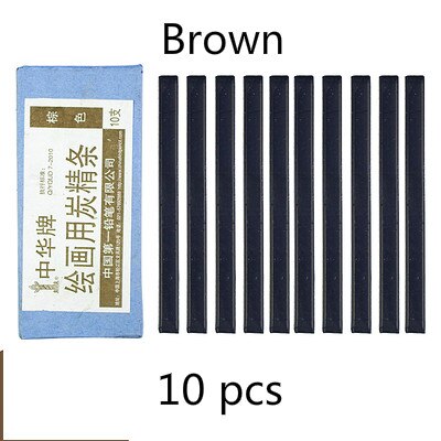 Brown Charcoal Pencil Black Willow Charcoal Stick Water Soluble Sketch Charcoal Strips Drawing Pencil Sketch Painting Supplies: Brown  1 box
