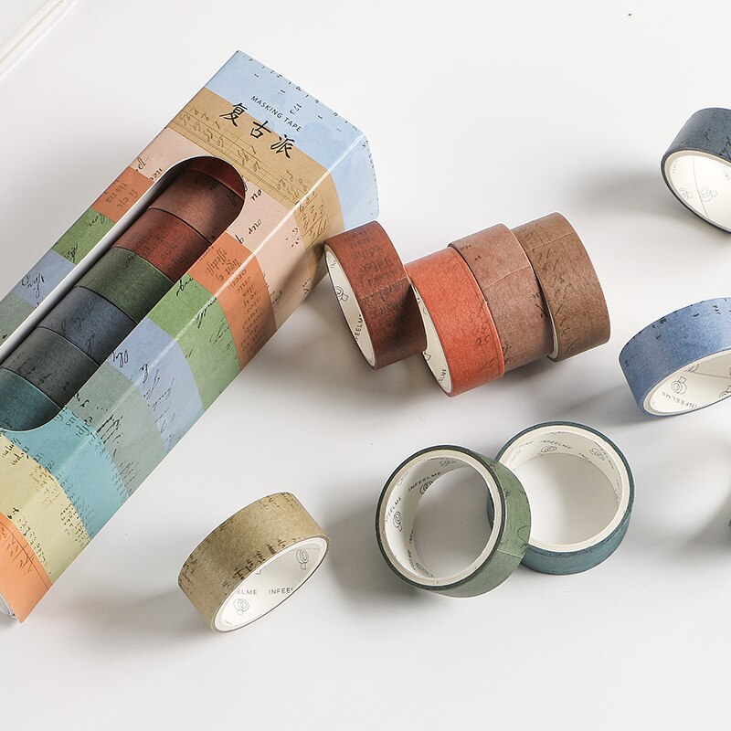 10 Uds conjunto de cintas adhesivas Vintage 15mm decoración cuadrícula a cuadros Morandi cintas washi de colores herramienta de scrapbooking papelería A6196