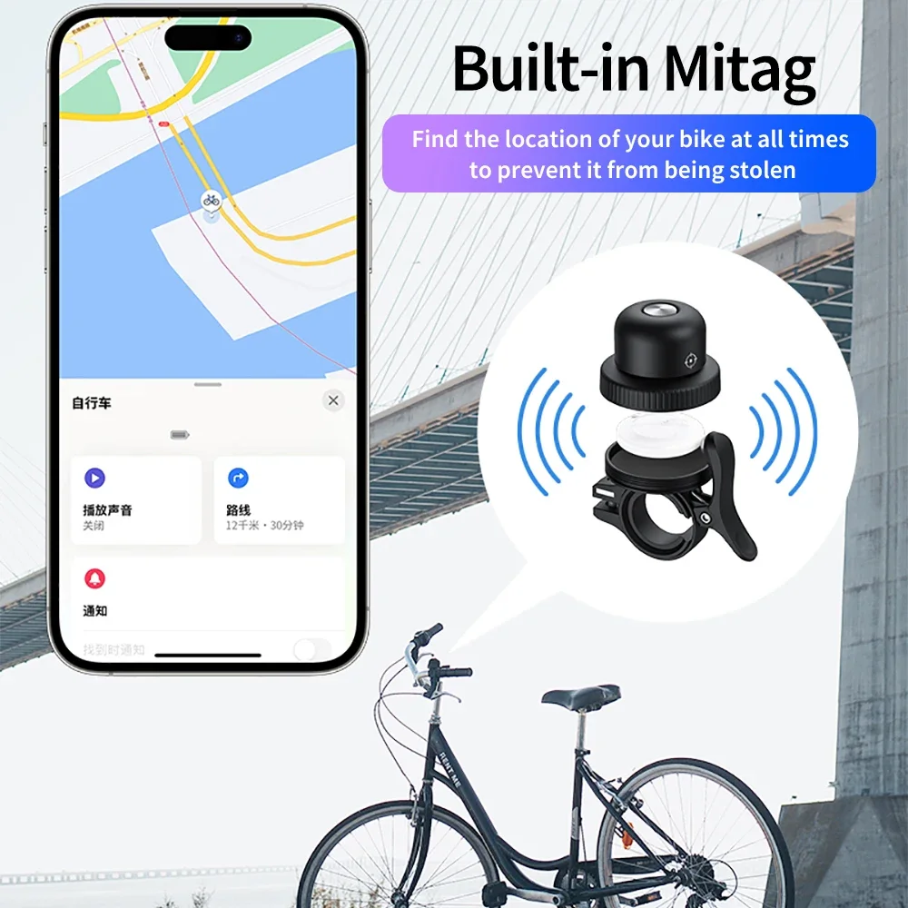 Localizador GPS para timbre de bicicleta, por aplicación dispositivo antirrobo con posicionamiento, visualización en tiempo Real, antipérdida