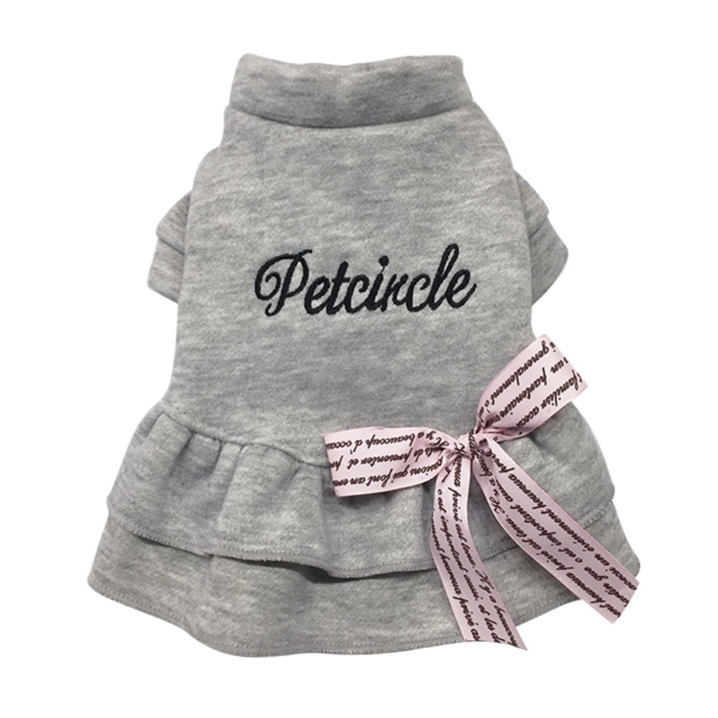 Winterkleding voor huisdieren, honden, katten, jassen met strik, puppykleding, teddybeer, poedelkleding, jurk: Grijs / Xs