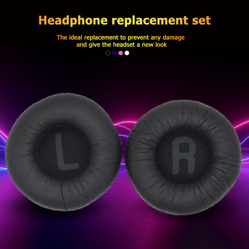 1 par de almohadillas de espuma de repuesto de 70mm, funda de cojín para auriculares JBL Tune 600 T450 T450BT T500BT JR300BT