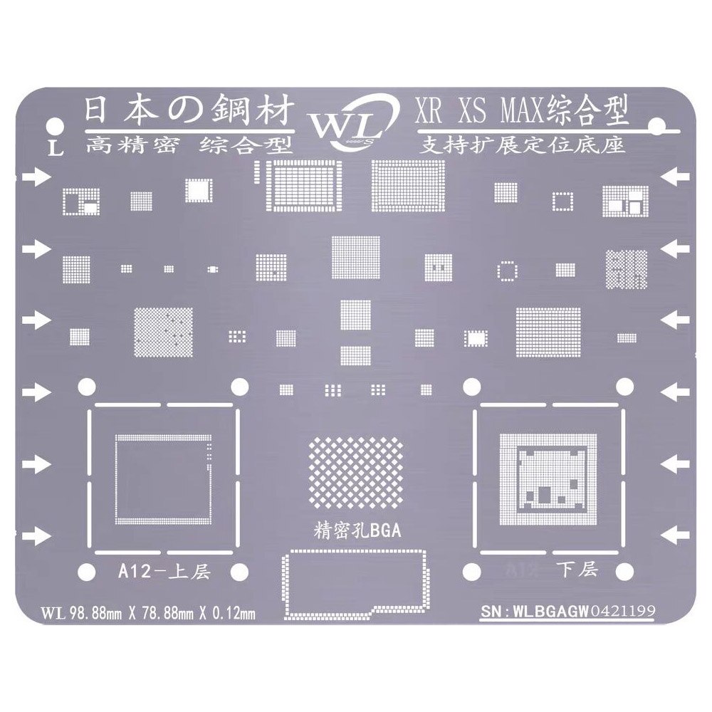 Wl Bga Reballing Stencil Voor Iphone 11 11pro Max Xr Xsmax 8 7 6S 6Plus X chip Cpu Nand Stencil: for xr xs xsmax