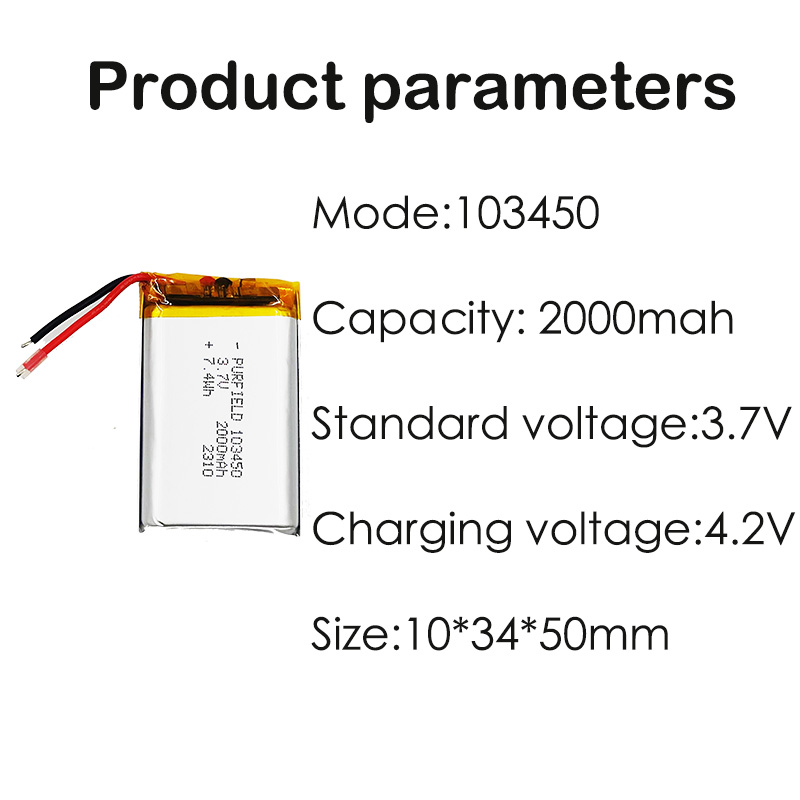3.7V 2000mAh Lithium Polymer Rechargeable battery For power bank electronic Battery 103450 Li-Polymer Batteries