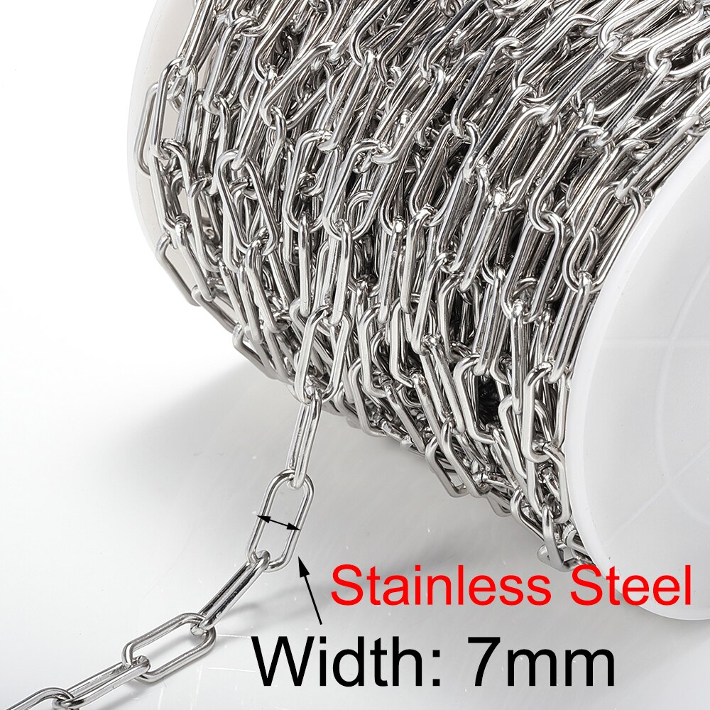 No Faded 1meter Chains Star Link Copper Chains DIY Jewelry Findings for Women Necklace Bracelet Making Supplies: 11 - Steel 7mm