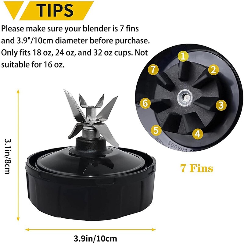 2 Pcs 7 Fins Extractor Blades Replacement Part for Nutri Ninja Blender,Extractor Blade for Auto IQ BL682 BL480 NN102,Etc