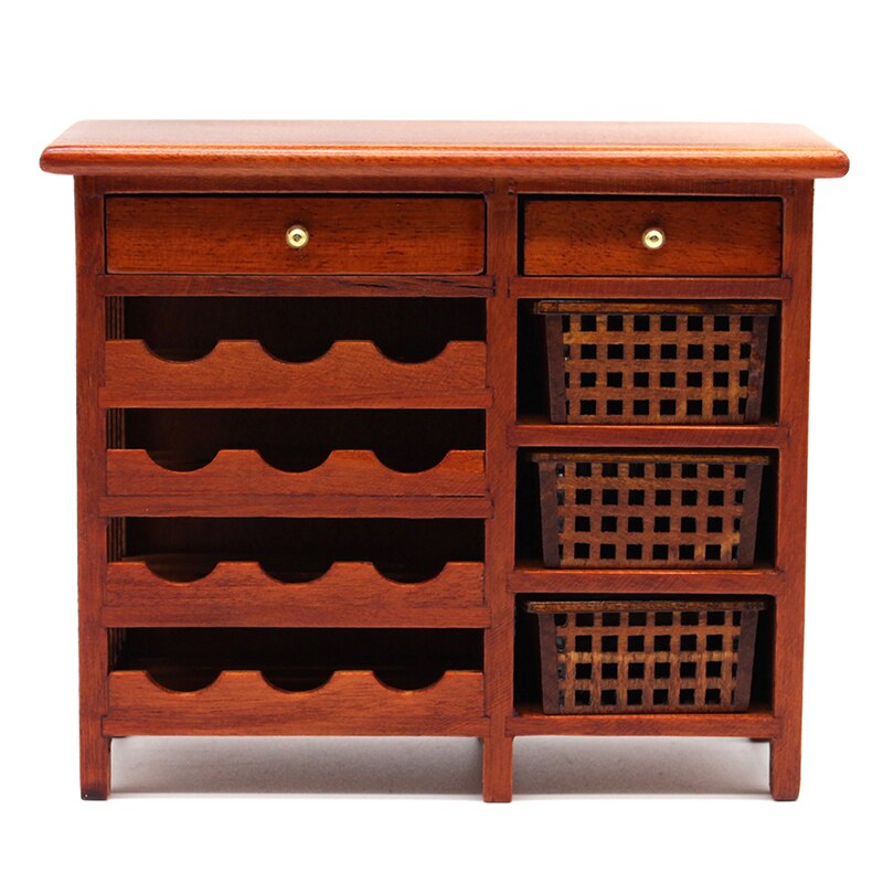 1pc 1:12 mini mahoń wina cabinetfurniture wyświetlacz kuchnia drewniane pudełko miniaturowe akcesoria kuchenne symulacji Model domku dla lalek