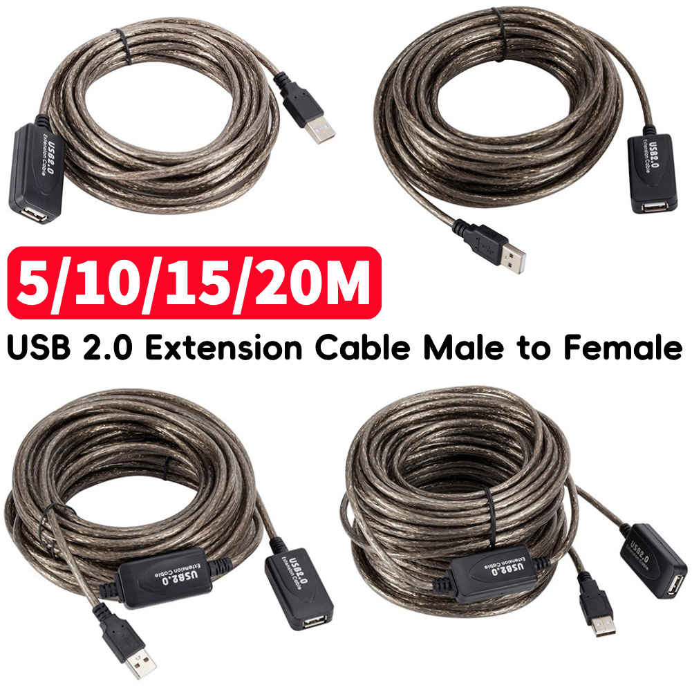 5/10/15/20m USB 2.0 Extension Cable Male to Female Active Repeater Extender Cord Extension Cable Wireless Network Card