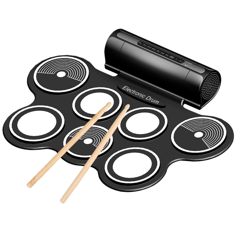 Portable Jazz Drum Jazz Drum Foldable Digital Drum Dual Speaker Stereo Electronic Drum Plug Eu