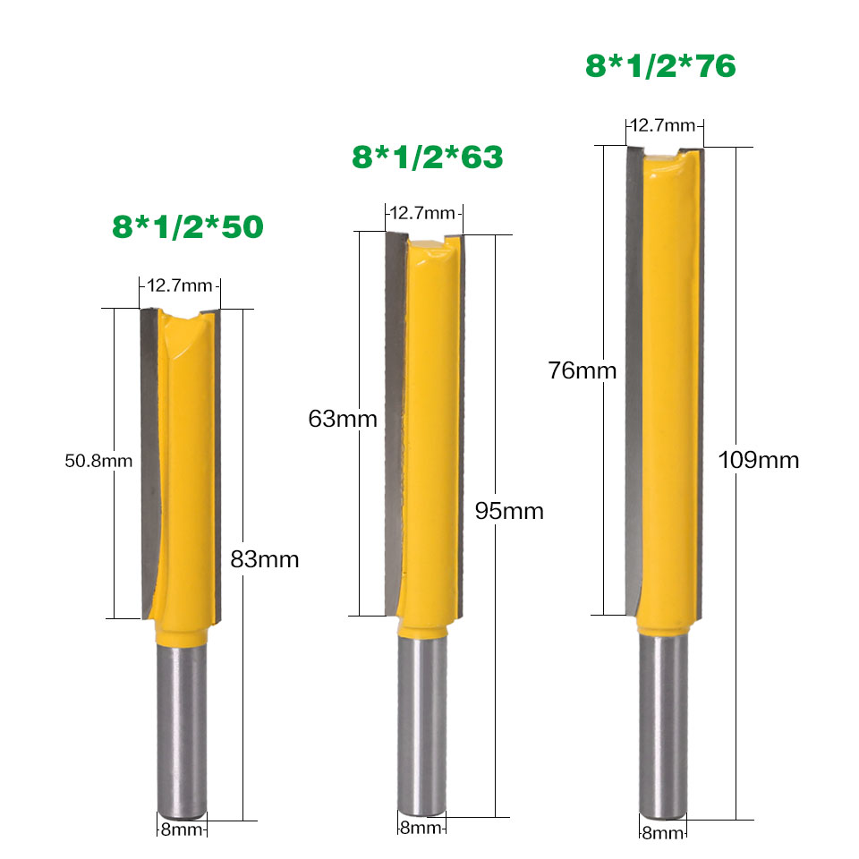 1 pc8mm Shank Extra long 3&quot; Blade 8mm&quot; Cutting Dia. Straight Router Bit Woodworking cutter Tenon Cutter for Woodworking