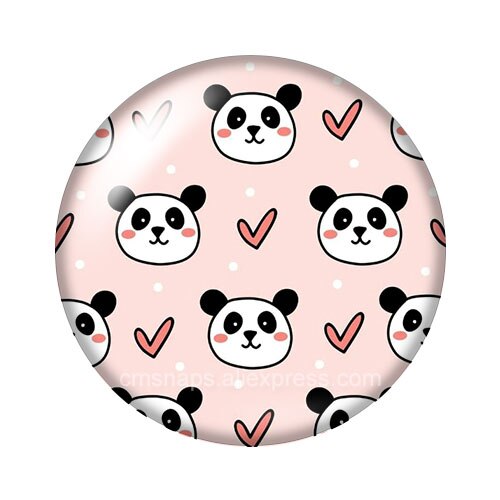 Lovely Panda 18mm snap buttons 10pcs mixed round photo glass cabochon style for snap button jewelry: DB1097-03