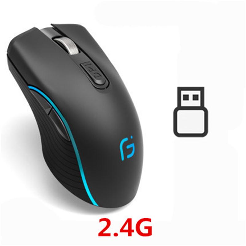 Mouse ricaricabile per Computer Dual Mode Bluetooth 4.0 2.4Ghz Wireless Mause 2400DPI Mouse da gioco ottico Mouse da gioco per PC portatile: Black single 2.4G