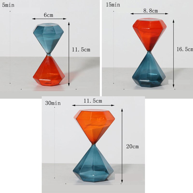 Bicolor timeglas ornament sand ur sandglas nordisk stil håndværk te timer elsker smart kontor hus indretning: Diamant / 60 minutter